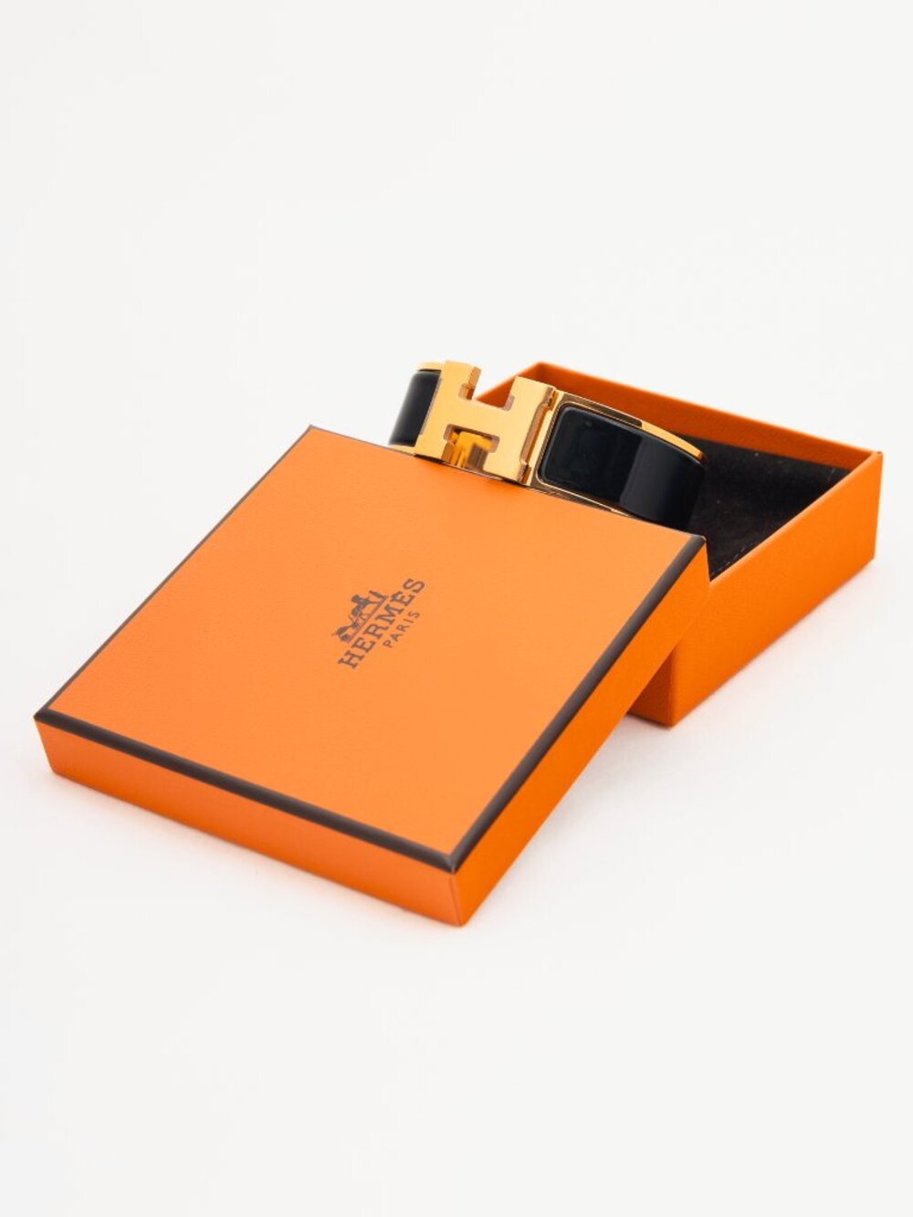 Hermes Clic Clac H Noir Yellow-Gold-Plated Wide Bracelet